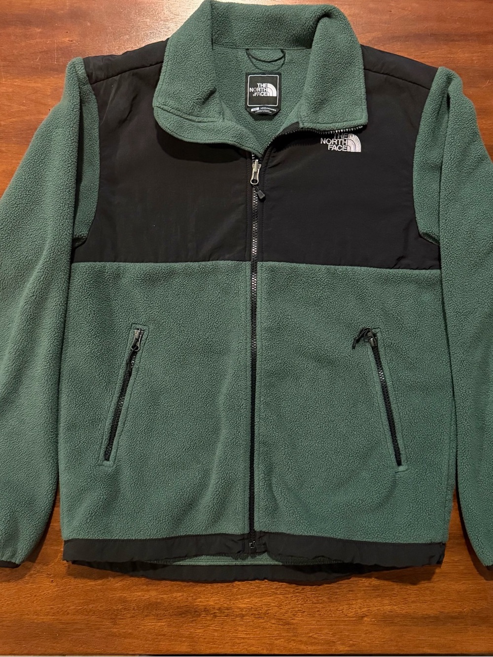 The North Face Men's Green and Black Fleece Jacket